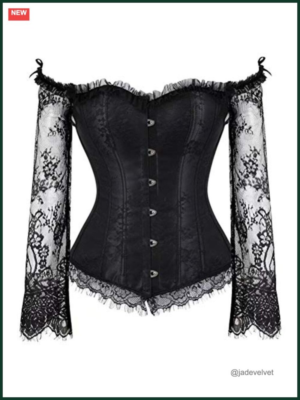 Women's Corset Top with Sleeves Bustier Tank Overlay Lace Floral